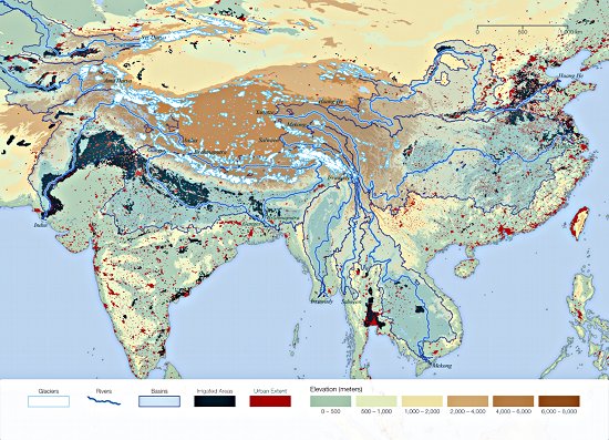 Gletscher und Flusssystem im Himalaya 