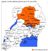 Konfliktregionen in Uganda (c) UNO